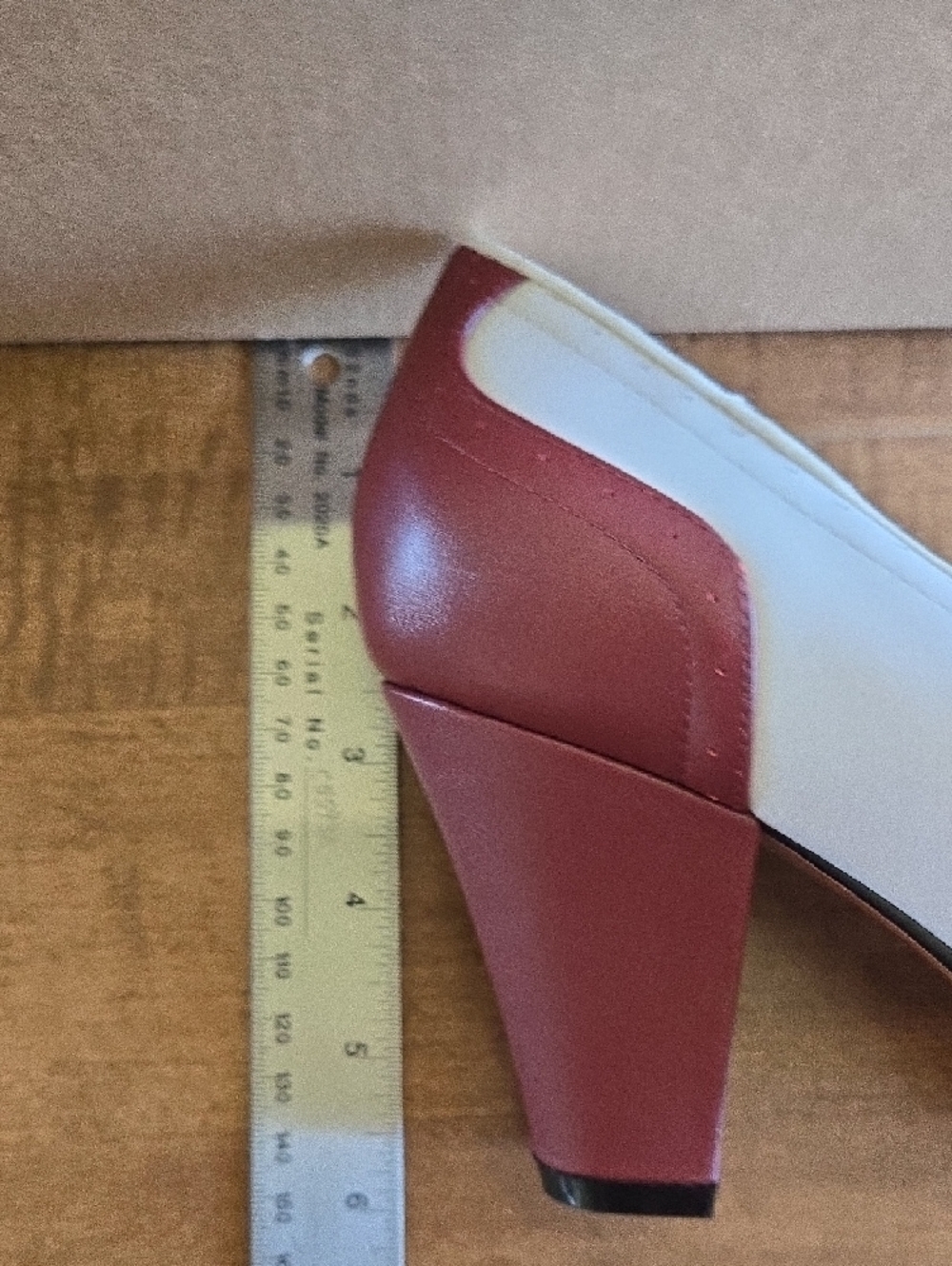 Women's Peggy 1940s Oxblood and White Heels - Picture 8 of 12